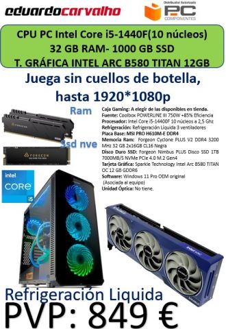 CPU Gaming i5-14400F- 32GB - 1TB SSD - T. Graf 12G